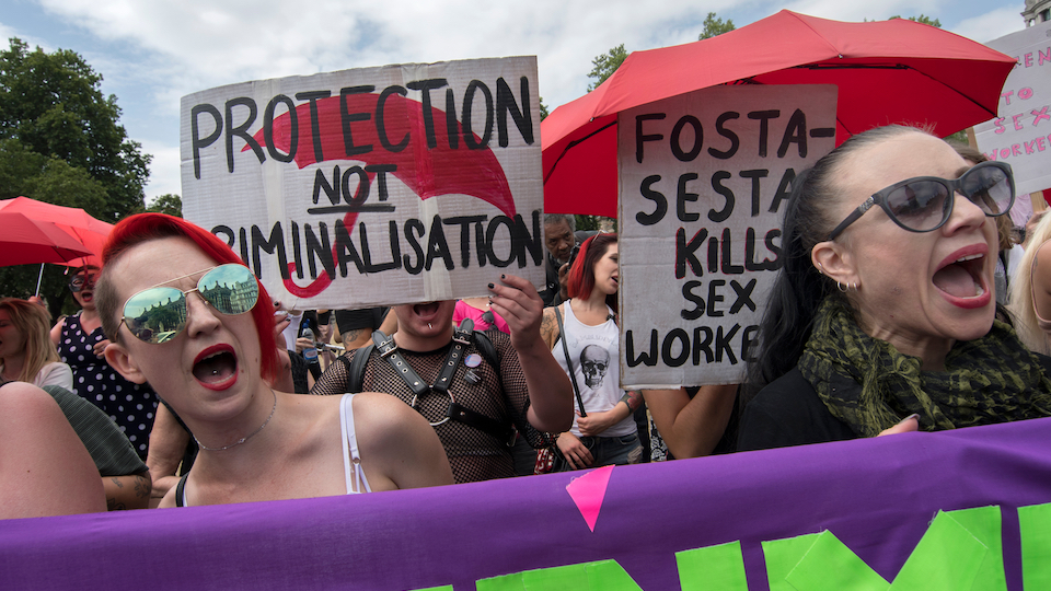 Campaigners protest against raids on sex workers in London and demanding better protection ,London,04/07/2018 